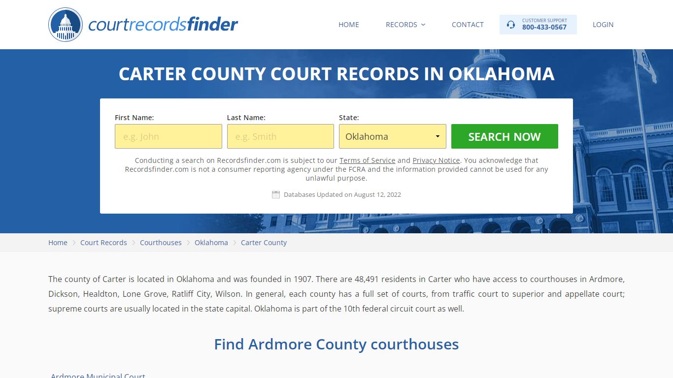 Carter County, OK Court Records - Find Carter Courthouses