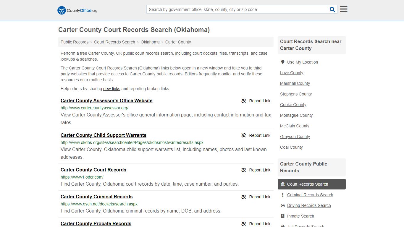 Court Records Search - Carter County, OK (Adoptions ...