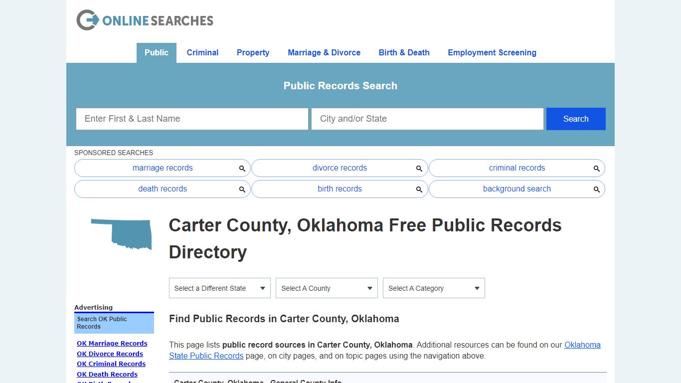 Carter County, Oklahoma Public Records Directory